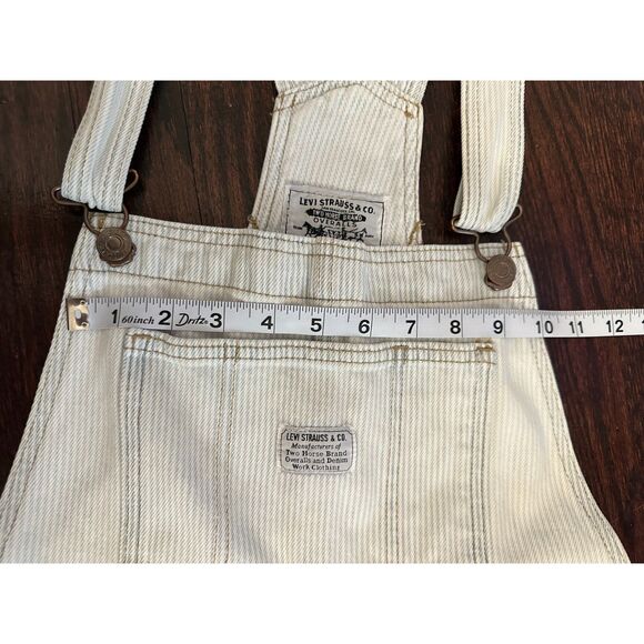 Vintage Levi Strauss & Co Light Wash Striped Shortalls Size Small - Picture 11 of 11